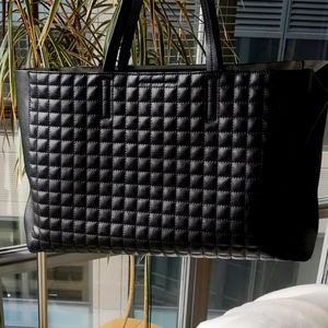 Banana Republic Large Quilted Black Leather Tote Bag